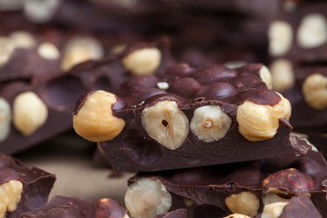 homemade chocolate with lots of cocoa and hazelnuts