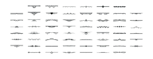 Set Black Simple Line Collection Doodle Border Elements Vector Design Style Sketch Isolated Illustration For Banner