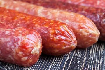 meat products in the form of sausage with lard
