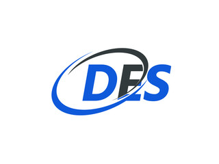 DES letter creative modern elegant swoosh logo design