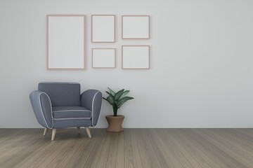 Photo frame design interior 3d rendering
