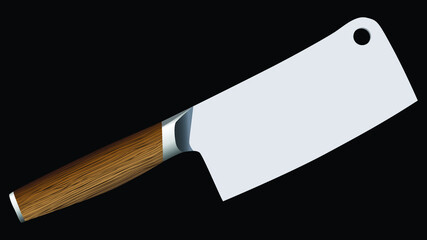 Large sharp cleaver knife isolated on black background, Vector illustration, chef knives, Cutlery icon set