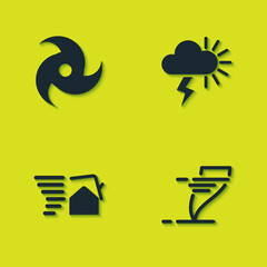Set Tornado, , swirl and Storm icon. Vector