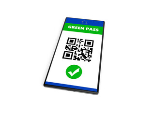 Mobile phone with valid green pass and green check mark