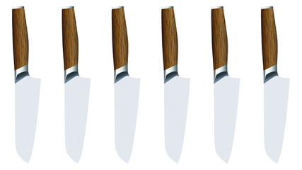 set of realistic kitchen knives isolated on white, Vector illustration, chef knives, Cutlery icon set
