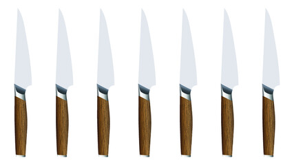 set of realistic kitchen knives isolated on white, Vector illustration, chef knives, Cutlery icon set