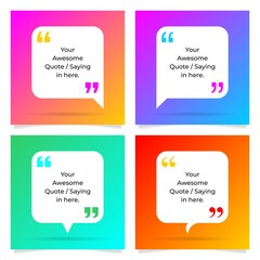 Quotes design template. Four square banner design with Balloon text and gradient theme