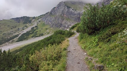 Trail under the Dachstein mountain in summer, Austria