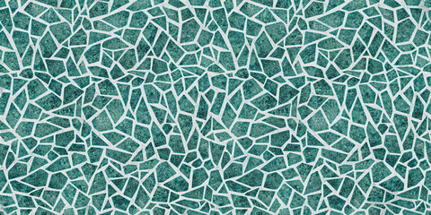 pattern of green and blue stone patches broken tile flooring glass aqua white grouted