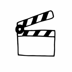 vector illustration of a clapperboard in doodle style