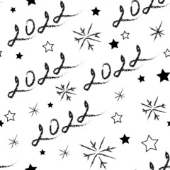 Christmas seamless pattern 2022 year on white background. Christmas wrapping paper