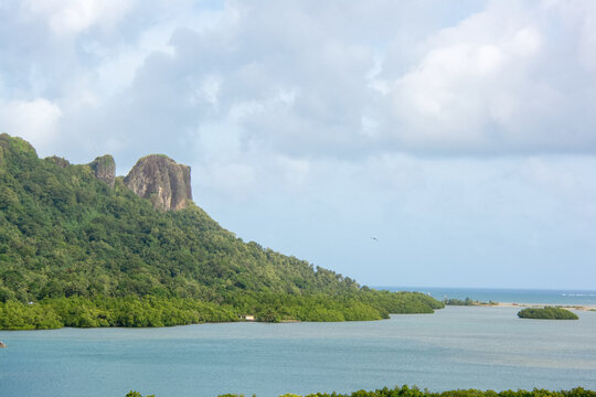View of Sokehs Rock in Pohnpei, Federated States of Micronesia