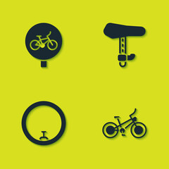 Set Bicycle, , wheel and seat icon. Vector
