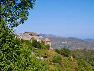 Fototapeta na wymiar Typical Corsican stone village Rapale, Nebbio valley. Corsica, France.