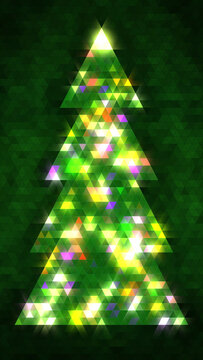 Christmas tree made of triangles. Green.  Also available as an animation - search for 197539476 in Videos.