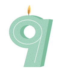 nine birthday candle