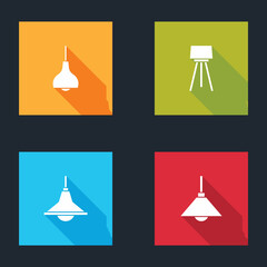 Set Lamp hanging, Floor lamp, Chandelier and icon. Vector