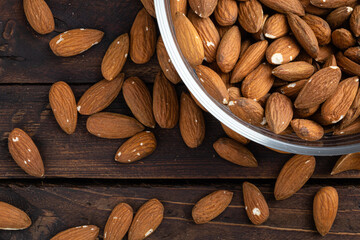 almonds on wooden background