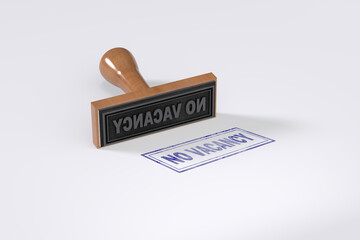 Rubber stamping that says No Vacancy on White Background.