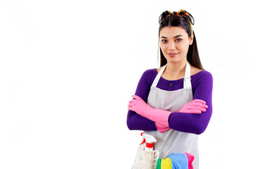 young woman doing housework cleaning