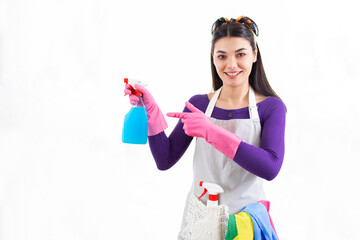 young woman doing housework cleaning
