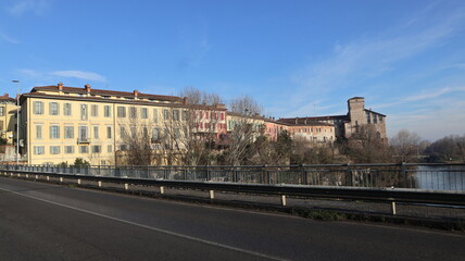 Fototapeta na wymiar View of the city Cassano d'Adda, lombardia, italy