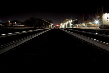Fototapeta na wymiar railroad tracks at a downtown station