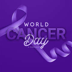 Violet decorative ribbon world cancer day