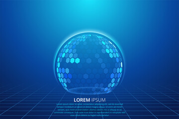 Dome shield geometric vector illustration on a blue background