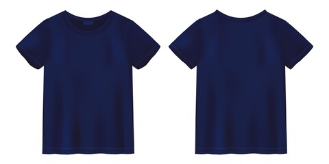 Unisex blue t shirt mock up. Short sleeve tee. T-shirt design template. - obrazy, fototapety, plakaty