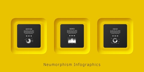 Neumorphism infographics template for chart, diagram, web design, presentation, workflow layout