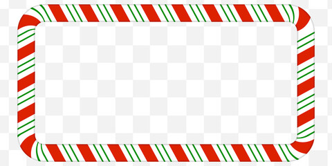 Rectangle border frame. Christmas candy cane. Vector isolated.