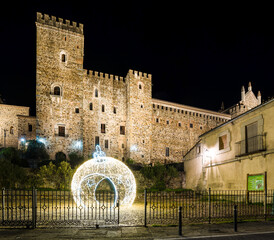 Christmas lighting in the town of Guadalupe in the province of Caceres
