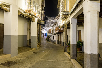 Fototapeta na wymiar Christmas lighting in the town of Guadalupe in the province of Caceres