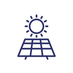 solar panel line icon on white
