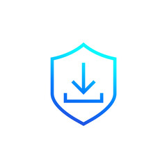 Secure download icon, line vector