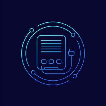 UPS, Backup Power Supply Line Vector Icon