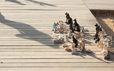 Egyptian souvenirs are sold at the market near the pyramids in Giza.