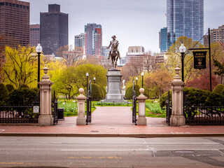The iconic Boston Public Garden in Massachusetts, USA.