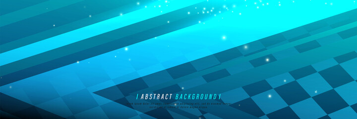 Obraz premium Abstract geometric shape with a glowing light dynamic blue color background. Banner, posters, cards, headers, website