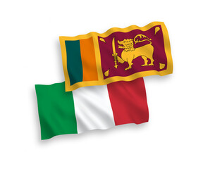 Flags of Italy and Sri Lanka on a white background