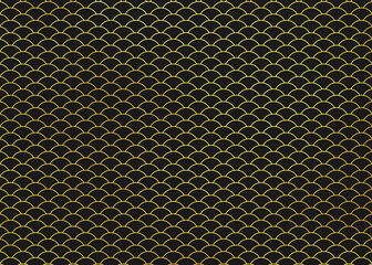 Line art background with gold scales. Japanese washi paper texture with gold scale pattern.
