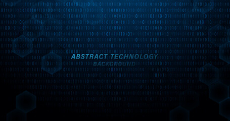 Digital technology binary code data on dark blue background. Futuristic technology digital hi tech. Vector illustration