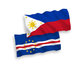 Flags of Republic of Cabo Verde and Philippines on a white background