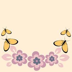 lowers and butterflies, a frame in the form of a horseshoe or semicircle. Design element