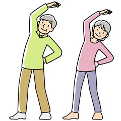 体操をするシニア夫婦
