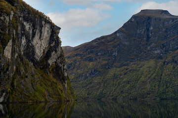 A view of the majestic Geirangerfjord in the municipality of Stranda in the More og Romsdal region of Norway