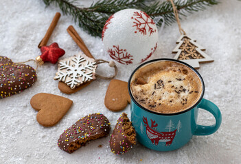Obraz na płótnie Canvas Christmas cookies and Christmas decoration