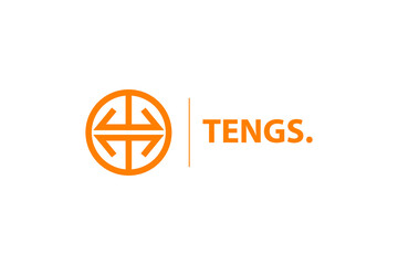 logo text with orange color with initial letter t