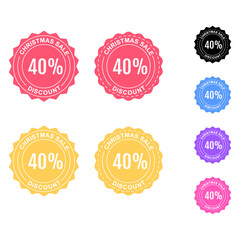 set of labels with ribbons Christmas Badge icon Discount 